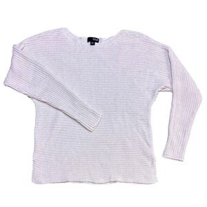 ANA A New Approach Women's‎ M White Knit Sweater Relaxed Fit W/ Shimmer Metallic
